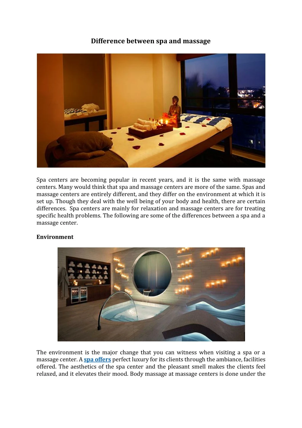 difference between spa and massage