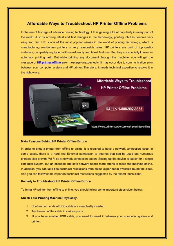 Affordable Ways to Troubleshoot HP Printer Offline Problems