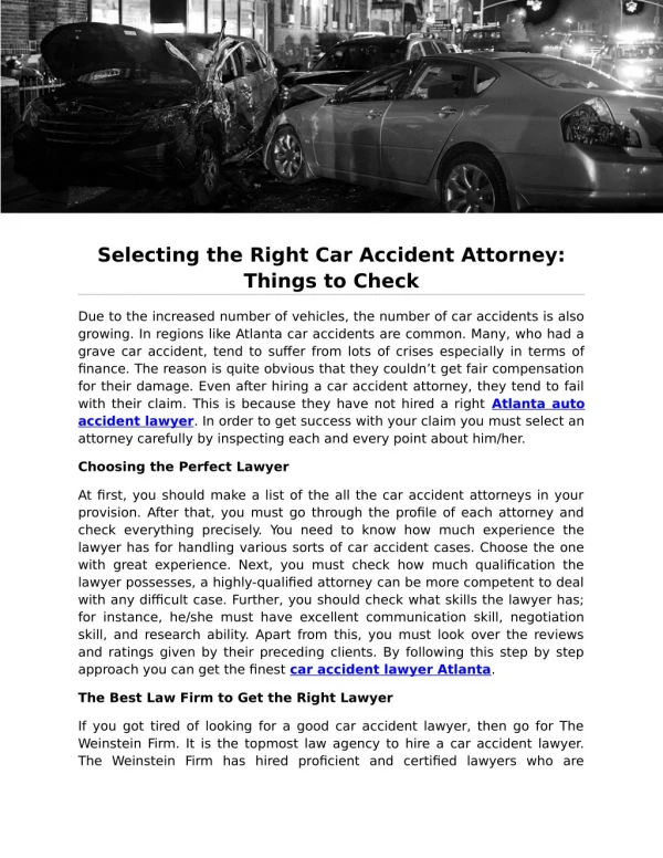 Selecting the Right Car Accident Attorney: Things to Check