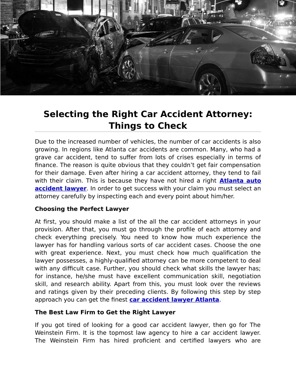 selecting the right car accident attorney things