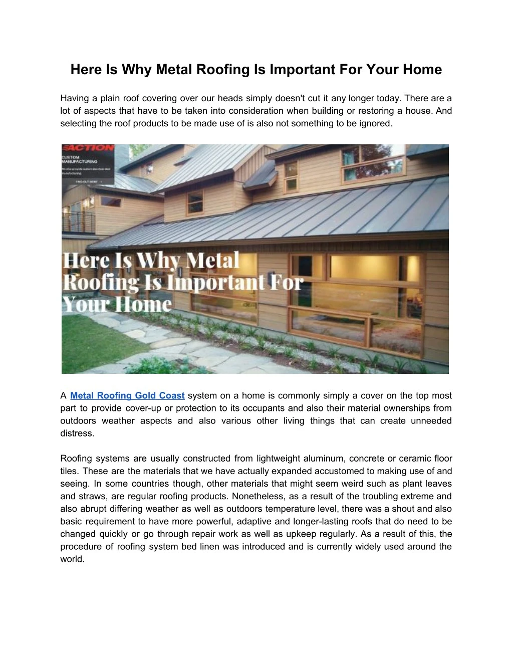 here is why metal roofing is important for your