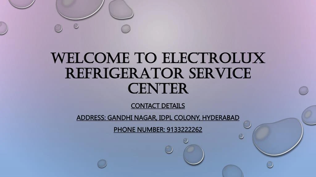 welcome to electrolux refrigerator service center