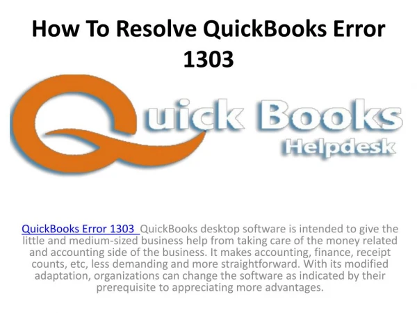 How to Resolve QuickBooks Error 1303