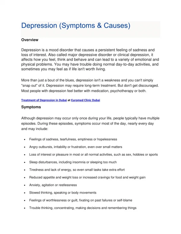 Depression (Symptoms and Causes)