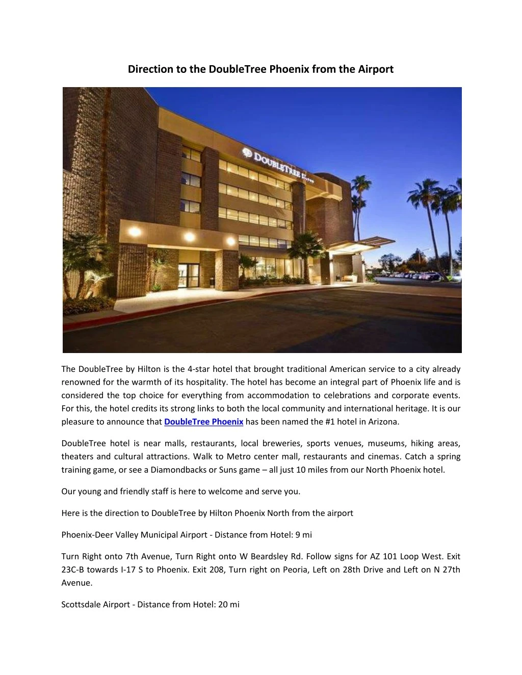 direction to the doubletree phoenix from