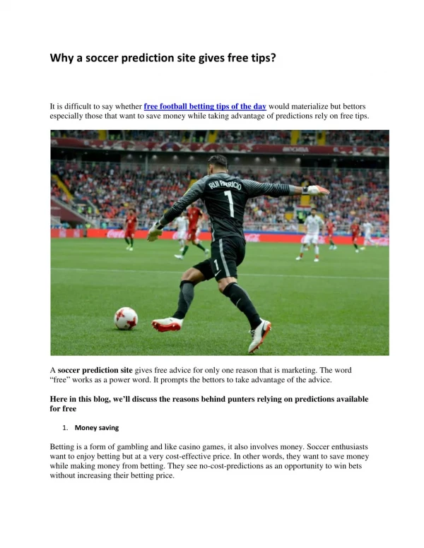 Why a soccer prediction site gives free tips