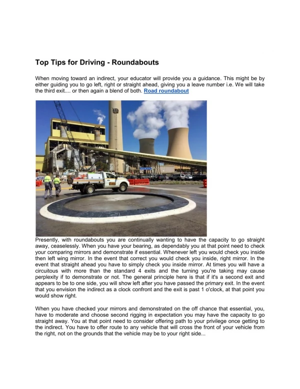 Top Tips for Driving - Roundabouts