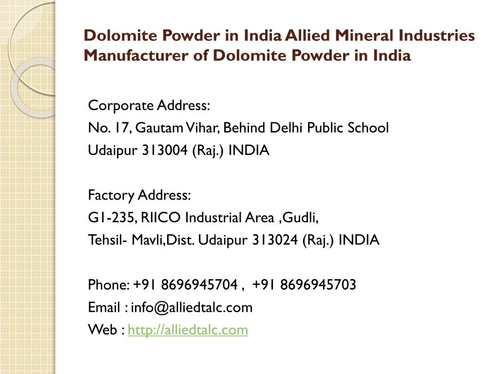 dolomite powder in india allied mineral industries manufacturer of dolomite powder in india