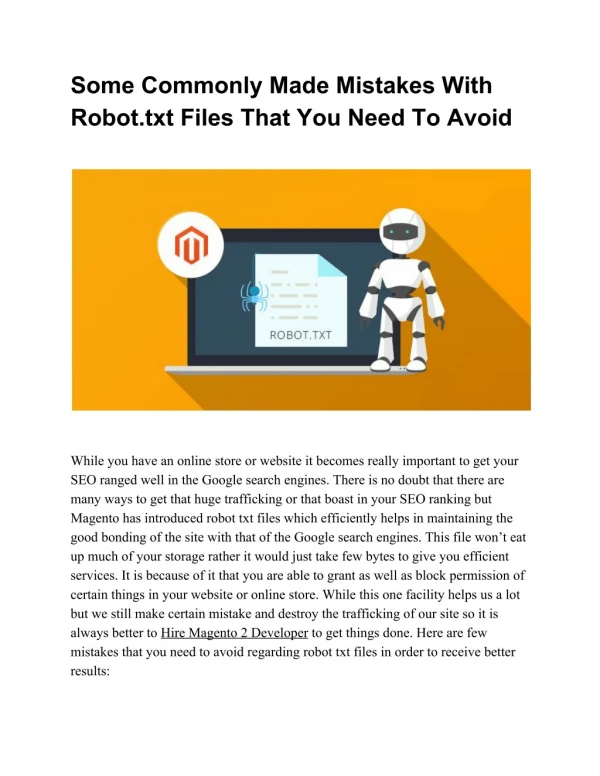 Some Commonly Made Mistakes With Robot.txt Files That You Need To Avoid