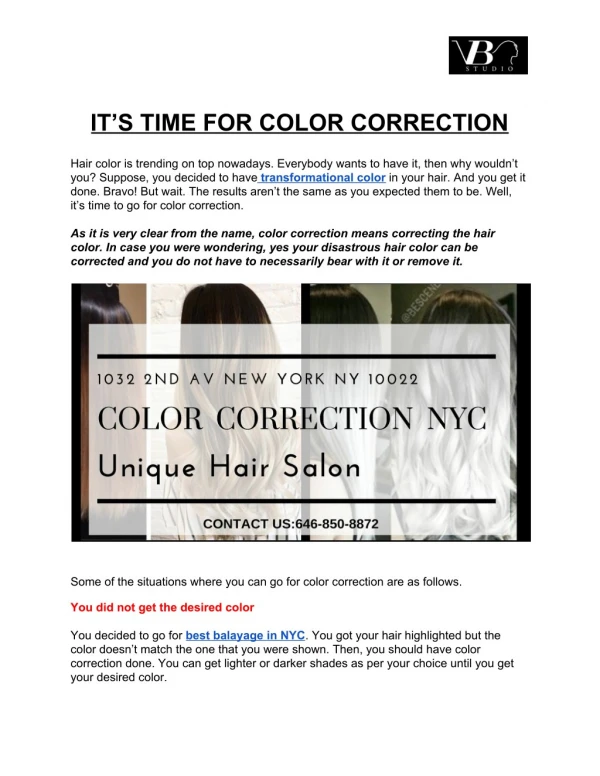 IT’S TIME FOR COLOR CORRECTION