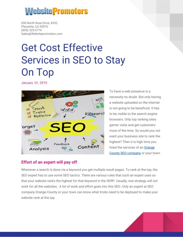 Get Cost Effective Services in SEO to Stay On Top