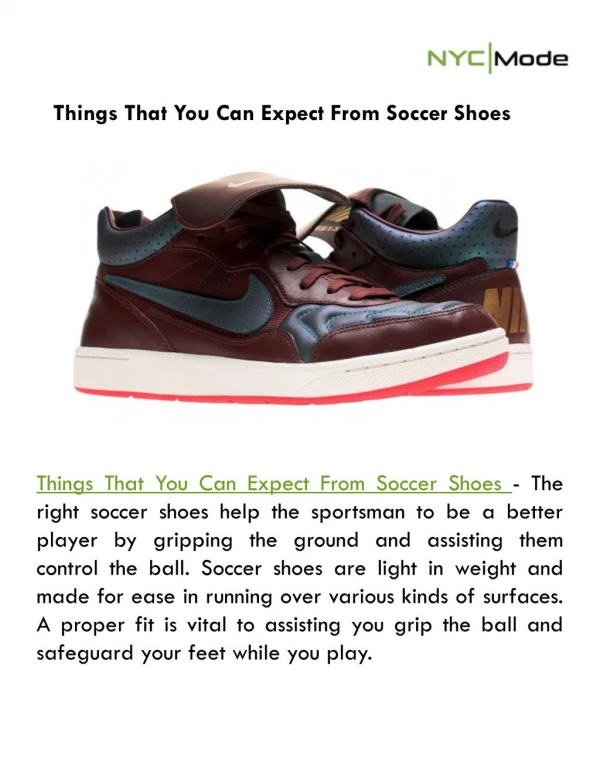 Things That You Can Expect From Soccer Shoes