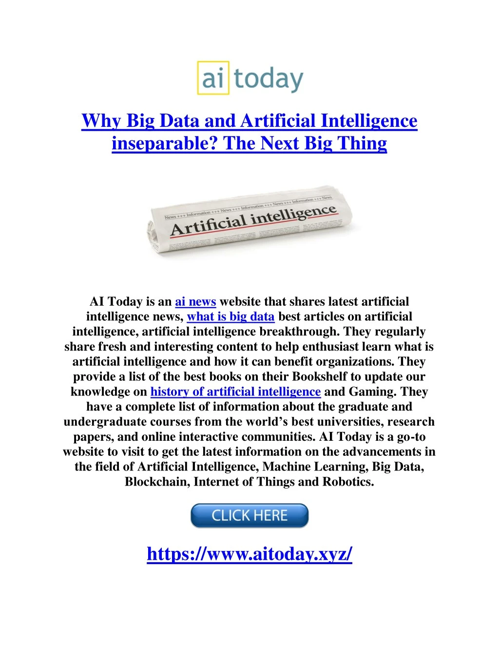 why big data and artificial intelligence