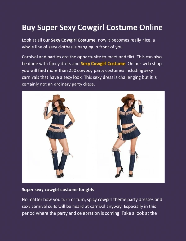 Buy Super Sexy Cowgirl Costume Online