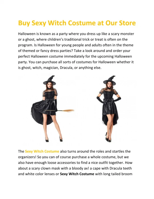 Buy Sexy Witch Costume at Our Store