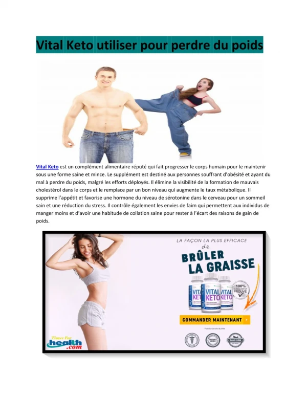 Vital Keto utiliser pour perdre du poids