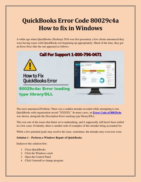 QuickBooks Error Code 80029c4a How to Fix in Windows