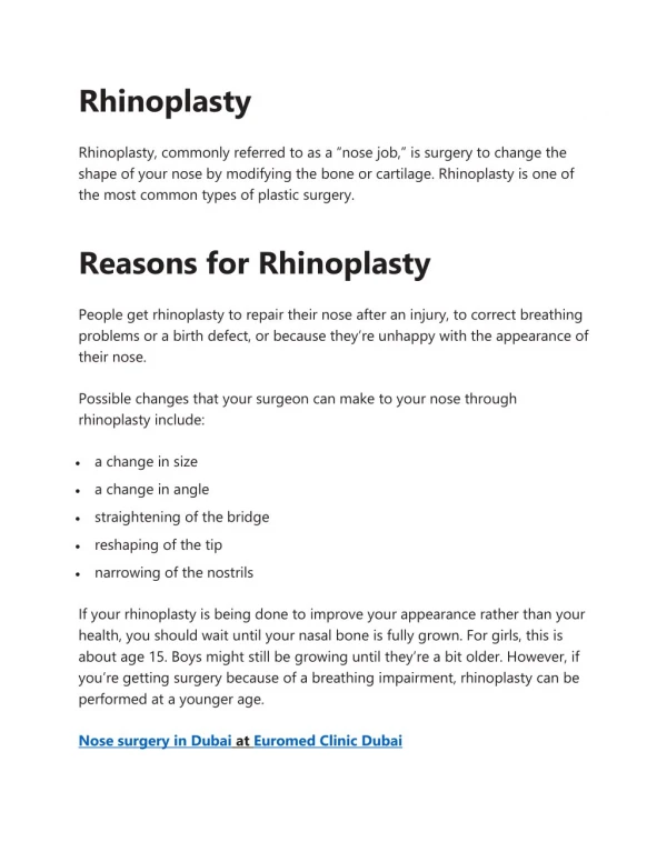 Full Guide About Rhinoplasty (Nose Surgery)