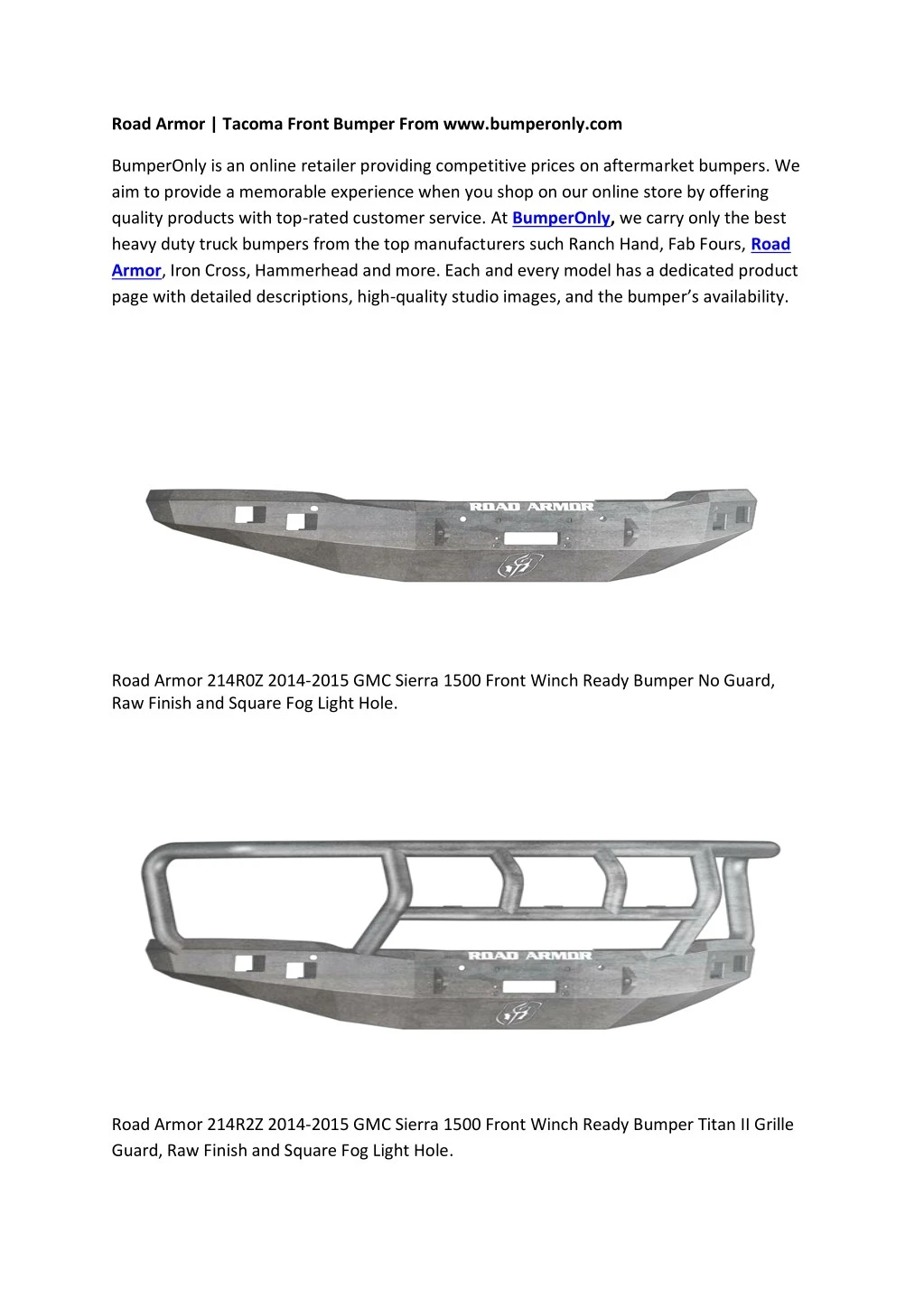 road armor tacoma front bumper from