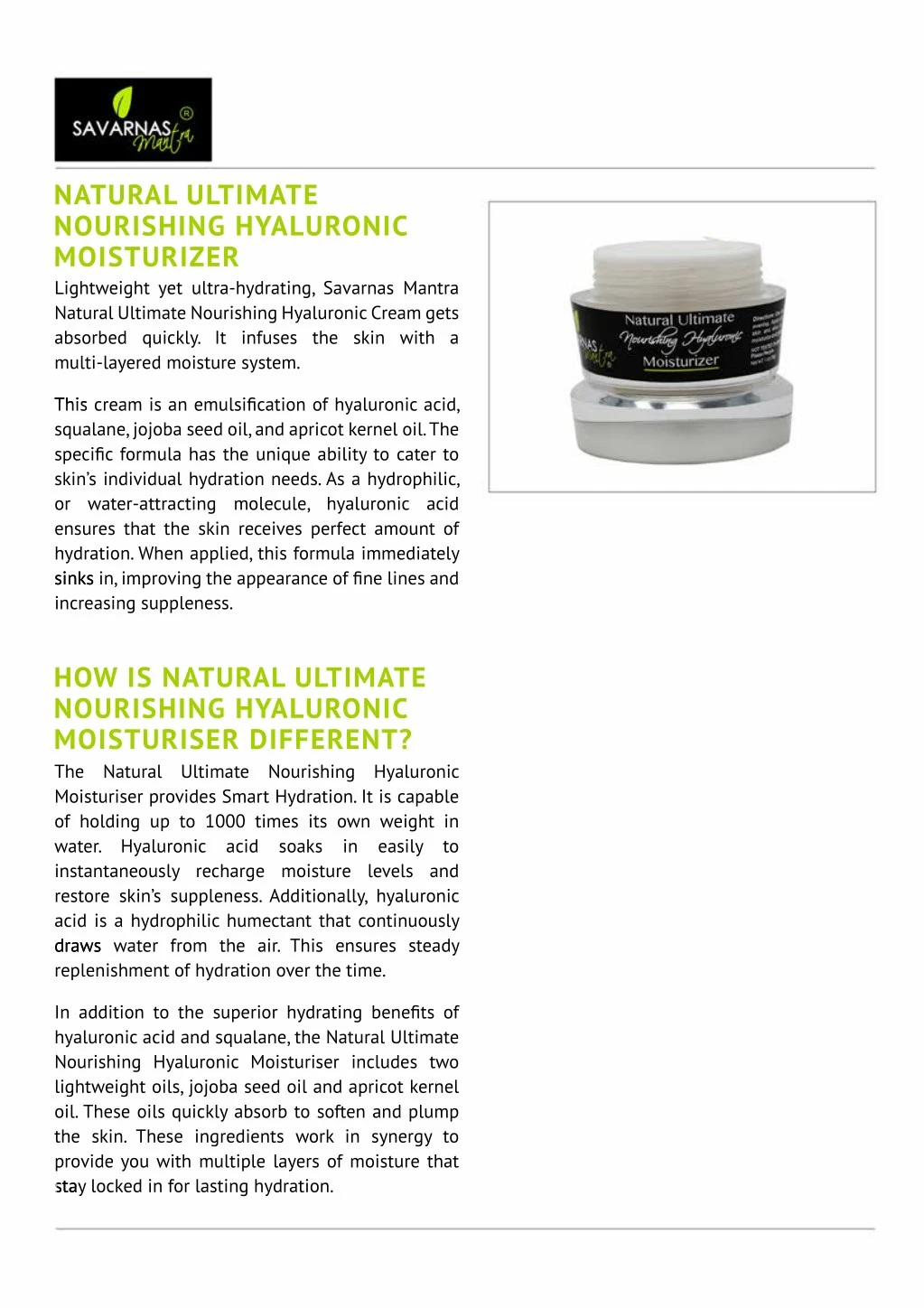 natural ultimate nourishing hyaluronic