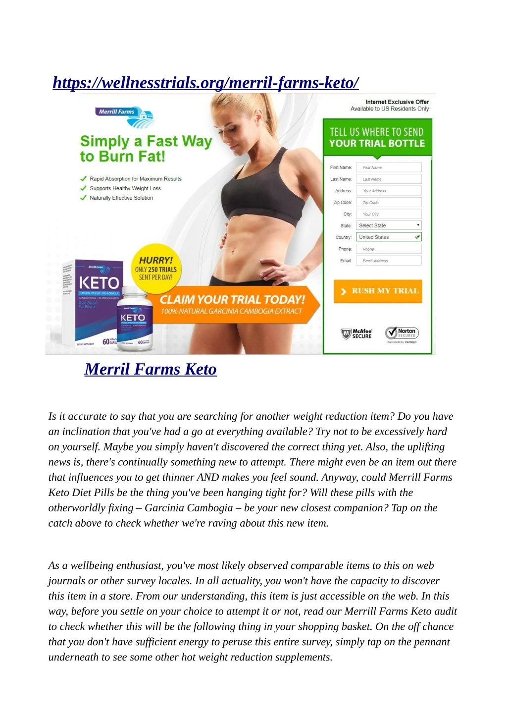 https wellnesstrials org merril farms keto