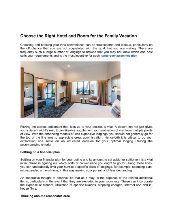 Choose the Right Hotel and Room for the Family Vacation