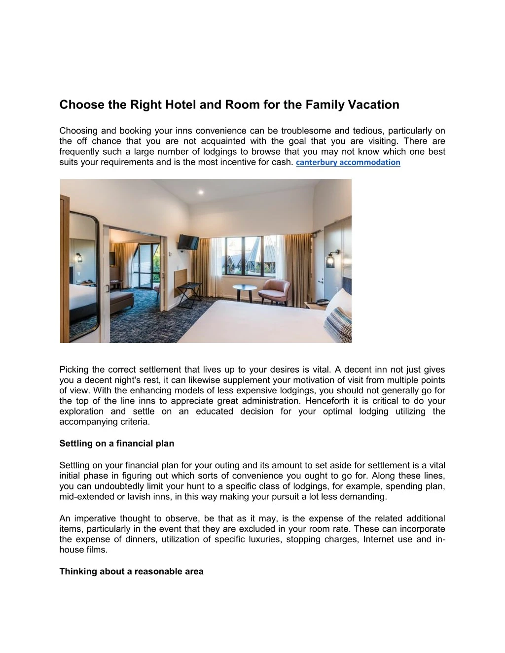 choose the right hotel and room for the family