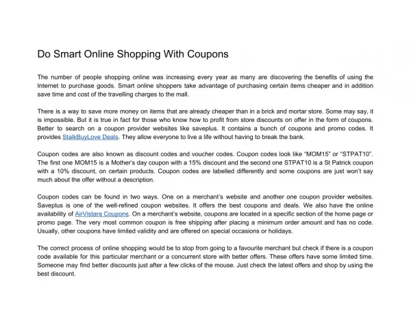 Do Smart Online Shopping With Coupons