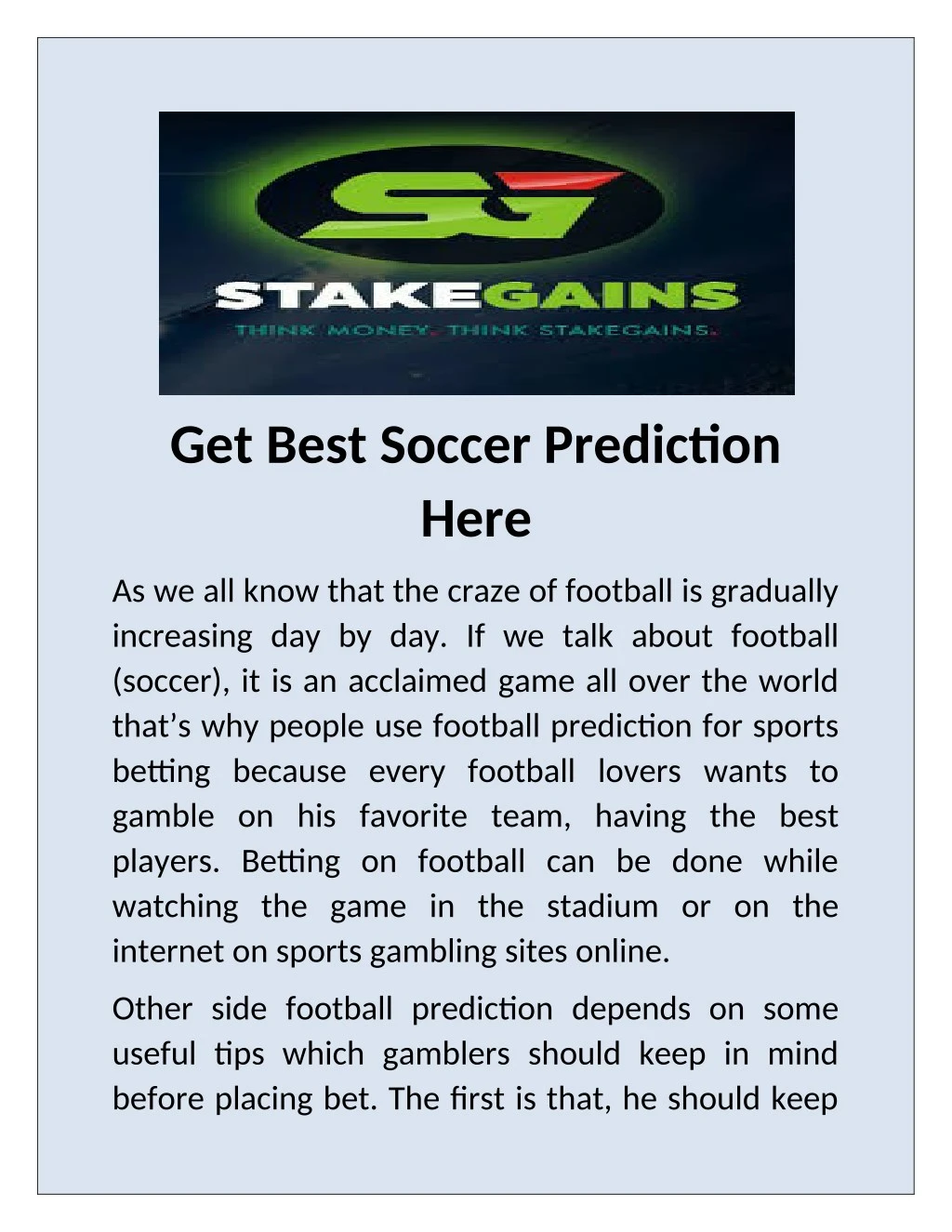 get best soccer prediction here