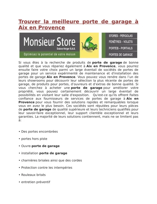 trouver la meilleure porte de garage