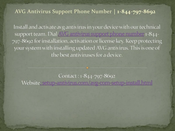 AVG Antivirus Support Phone Number | 1-844-797-8692