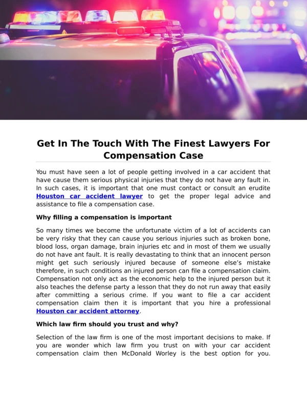 Get In The Touch With The Finest Lawyers For Compensation Case