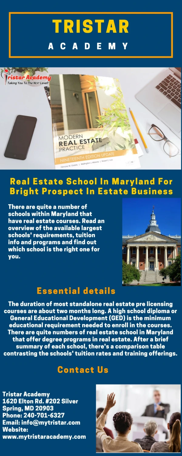 Real Estate School In Maryland For Bright Prospect In Estate Business