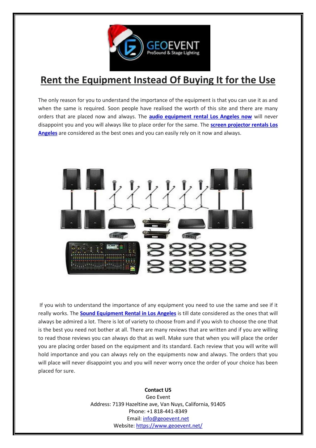 rent the equipment instead of buying