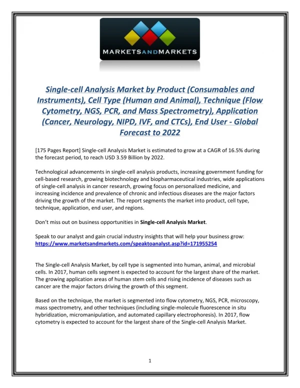 single cell analysis market by product