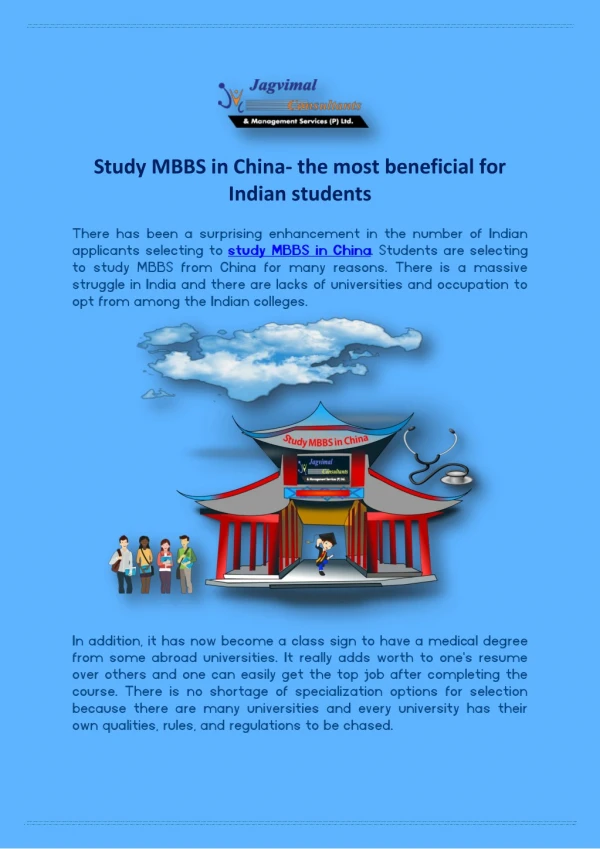 Study MBBS in China- the most beneficial for Indian students