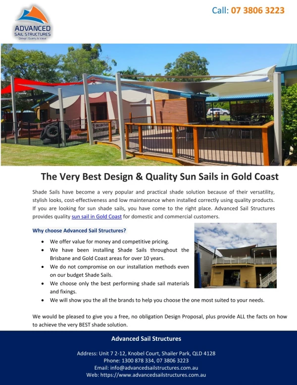 The Very Best Design & Quality Sun Sails in Gold Coast