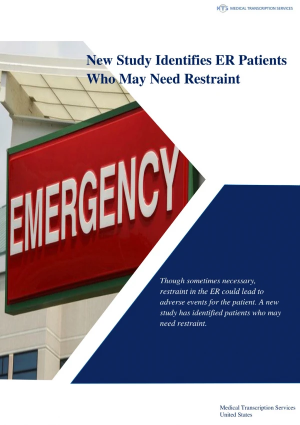 New Study Identifies ER Patients Who May Need Restraint