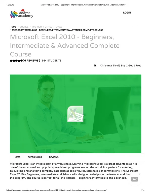 Microsoft Excel 2010 - Beginners, Intermediate & Advanced Complete Course - Adamsacademy