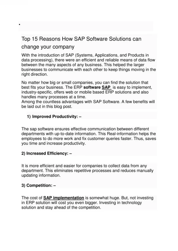sap software solutions