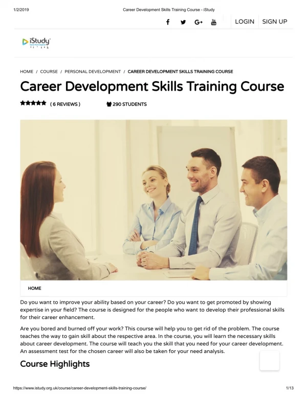 Career Development Skills Training Course -istudy
