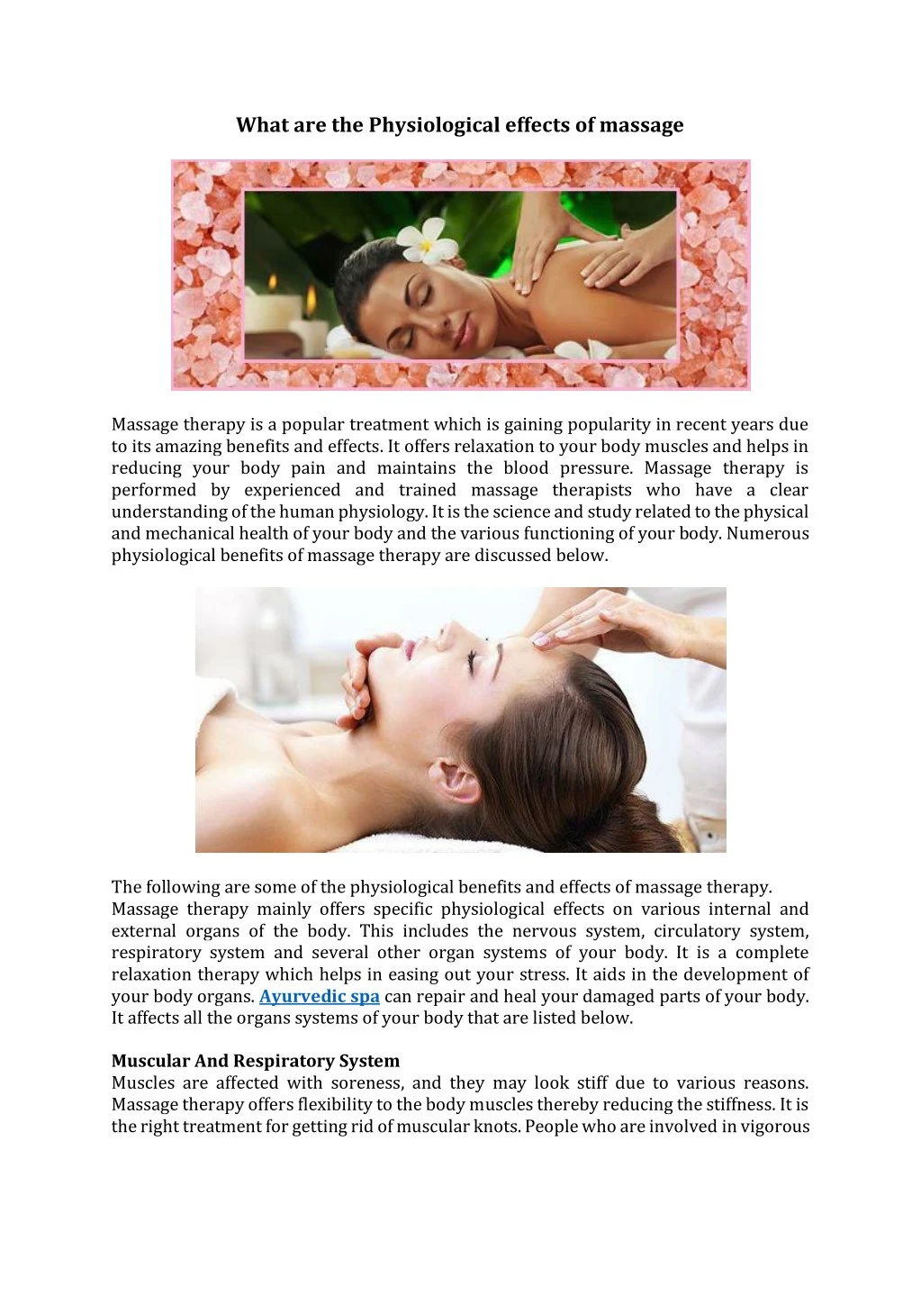 what are the physiological effects of massage