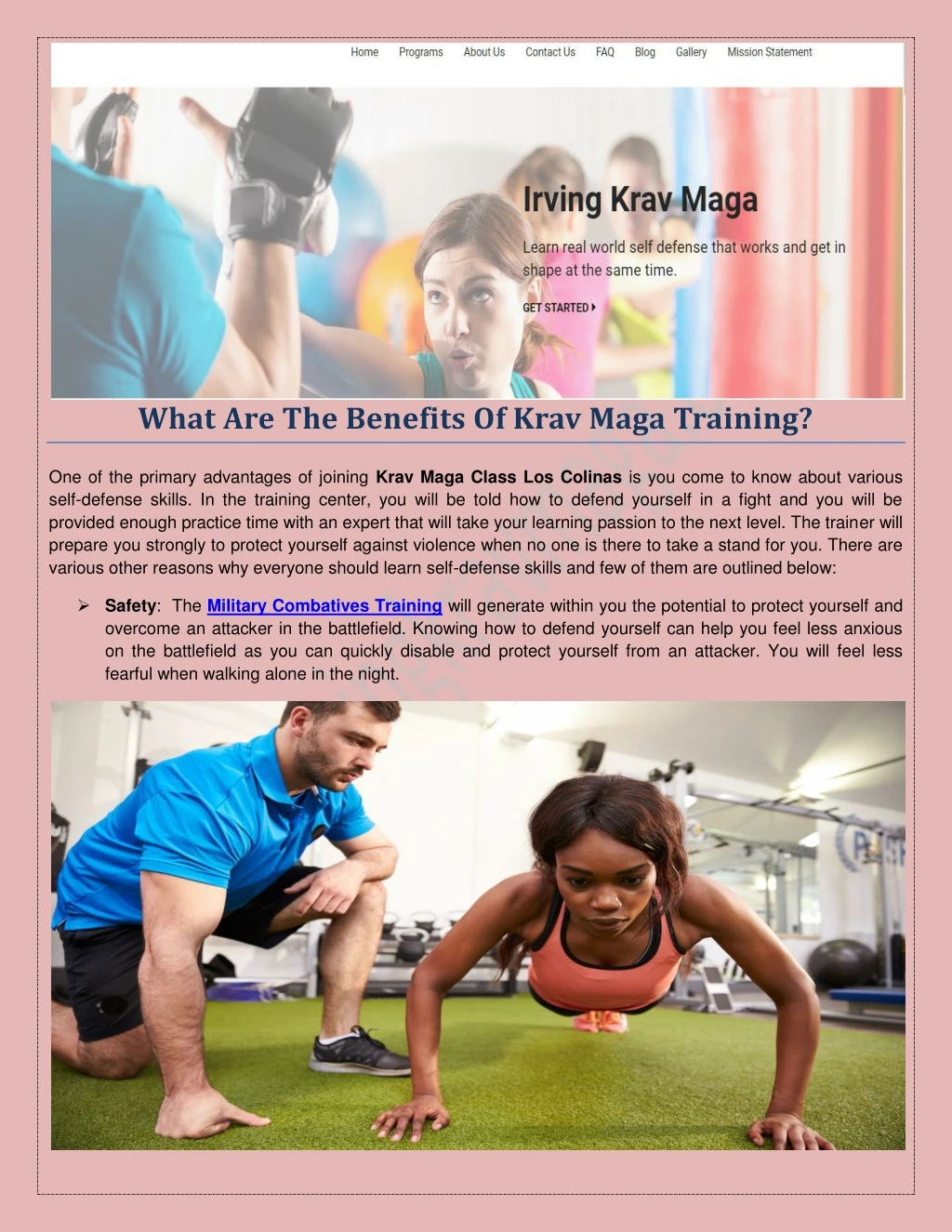 what are the benefits of krav maga training