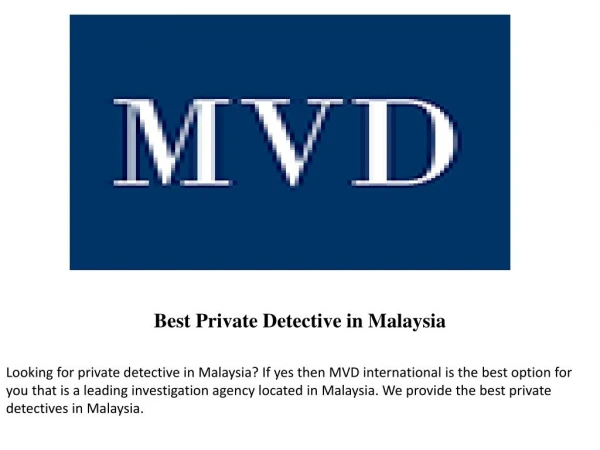 Private Detective in Malaysia