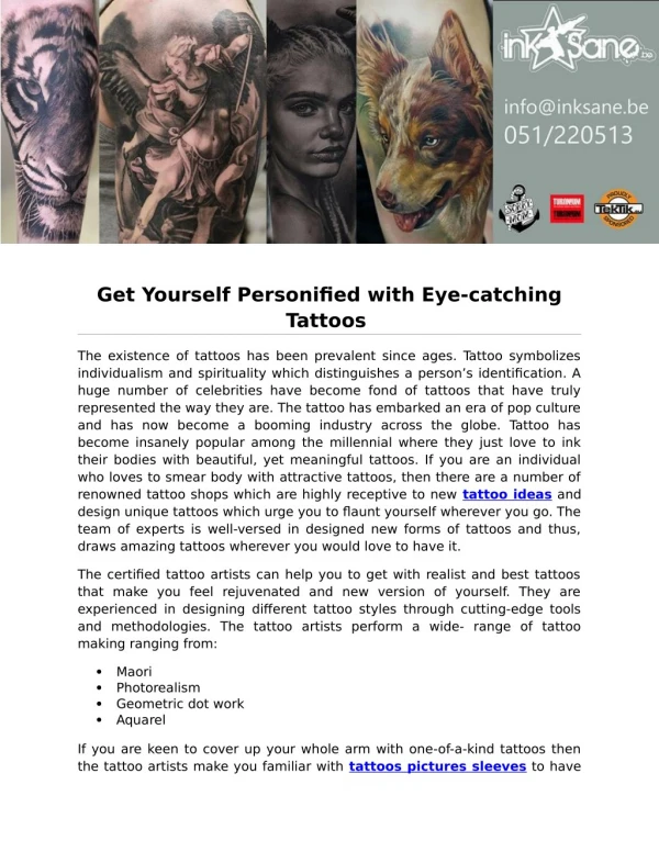 Get Yourself Personified with Eye-catching Tattoos