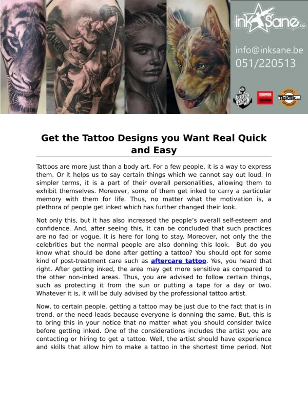 Get the Tattoo Designs you Want Real Quick and Easy