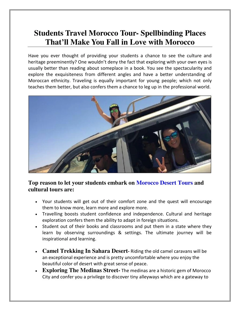 students travel morocco tour spellbinding places