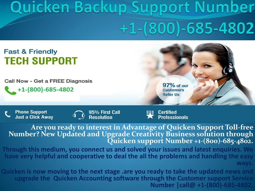 quicken backup support number 1 800 685 4802