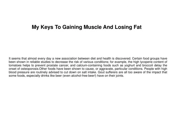 My Keys To Gaining Muscle And Losing Fat