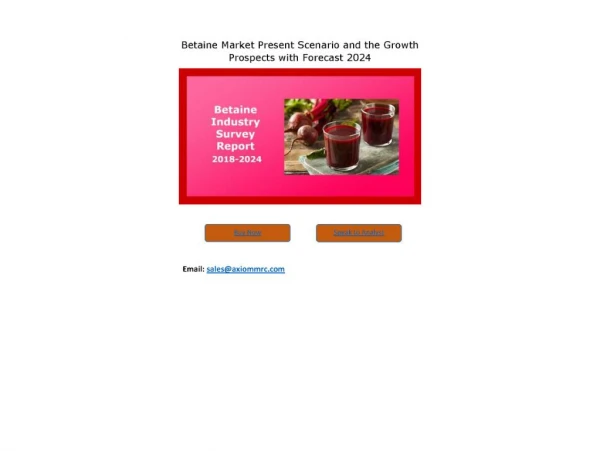 Betaine Market Growth Rate, Developing Trends, Manufacturers, Countries, Type and Application, Global Forecast To 2024